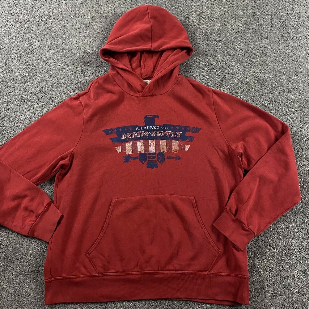 Ralph Lauren Denim & Supply Hoodie Men's XL Aztec Southwestern Thunderbird Red